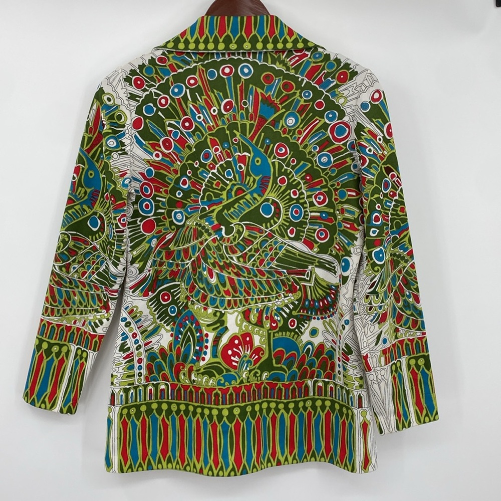 Vintage 70s Psychedelic Top Women’s Medium Ethnic Disco Hippie Bird Trippy Crane - Picture 13 of 17